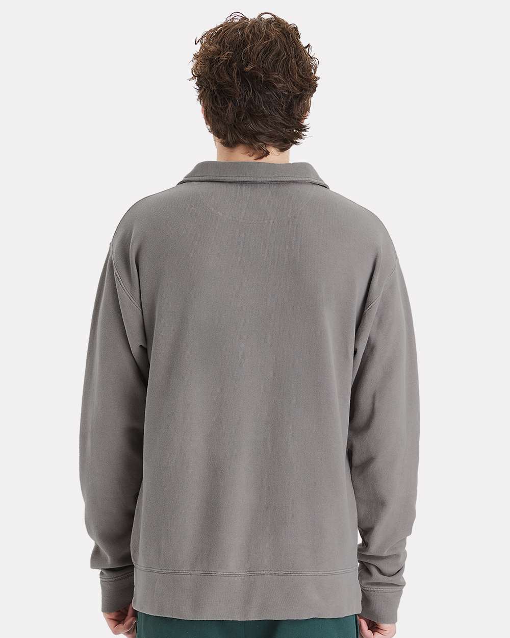 Unisex Garment-Dyed Polo Collar Sweatshirt