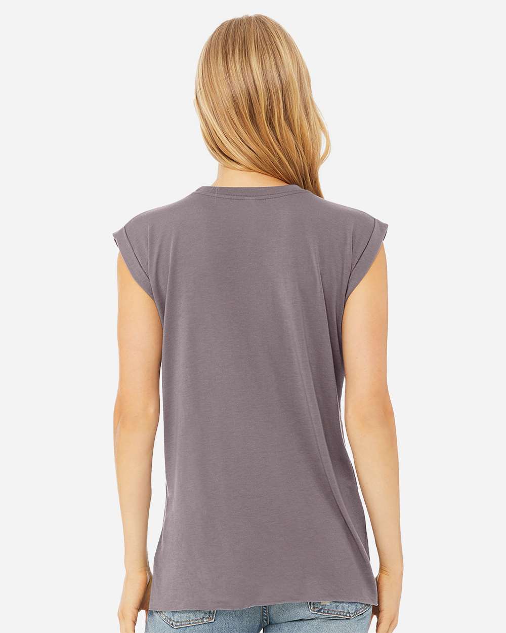 WomenÂ’s Flowy Rolled Cuffs Muscle Tee