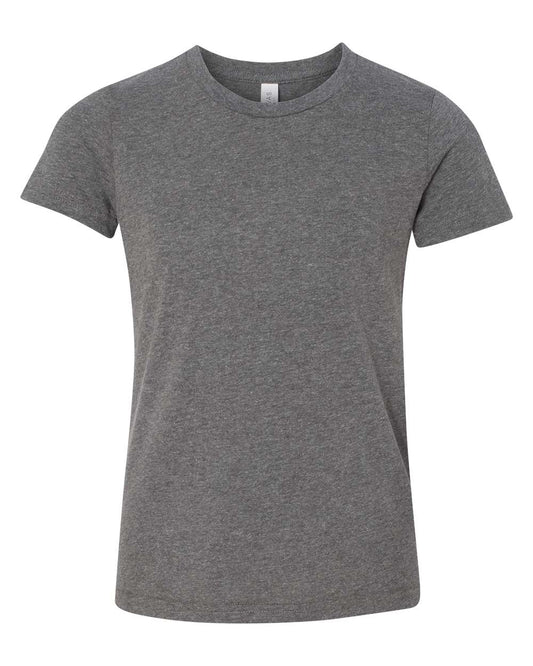 Bella Canvas Big Girls Side Seamed Crewneck T-Shirt, Deep Heather, Small