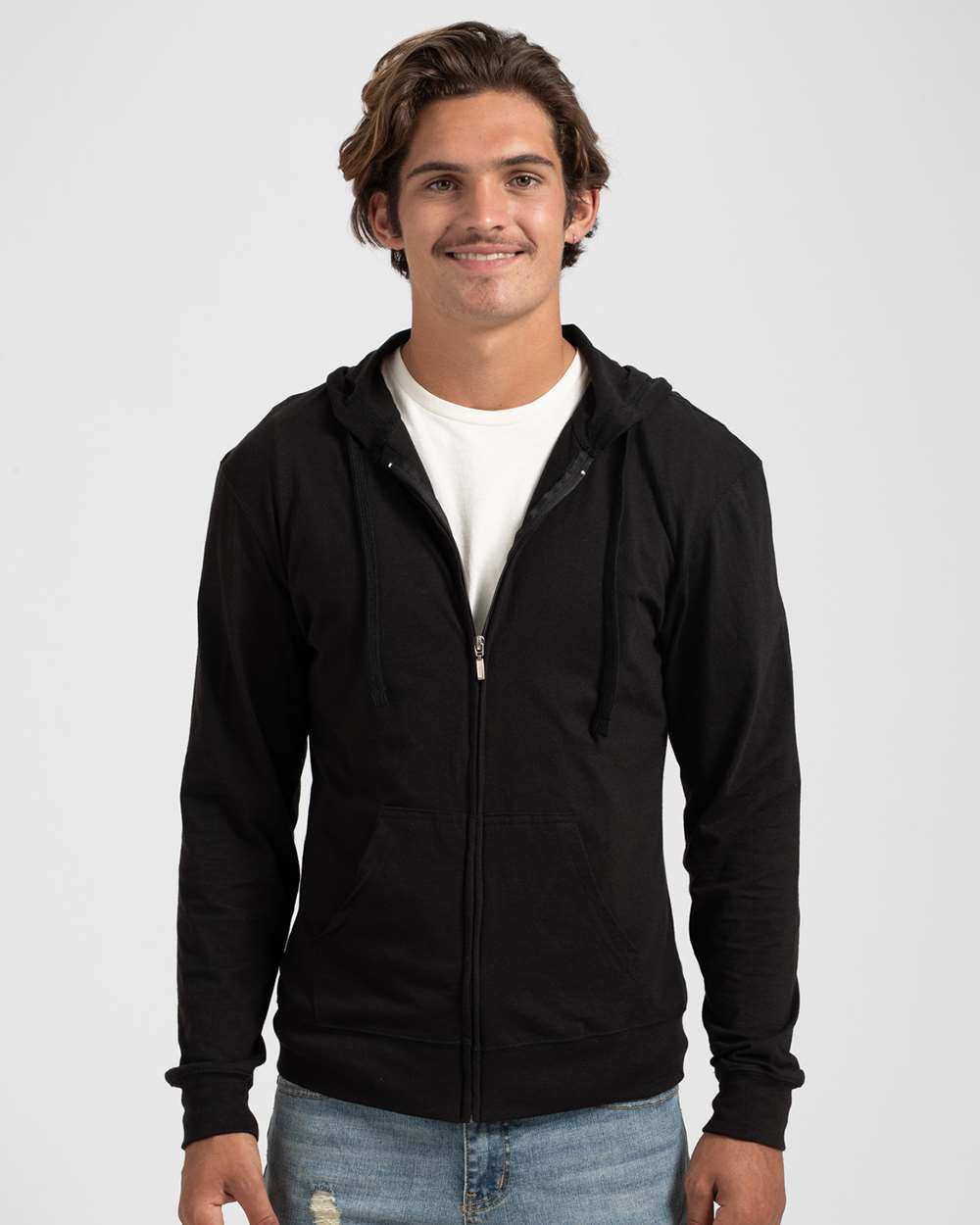 Unisex Beach Full-Zip Hooded Long Sleeve T-Shirt