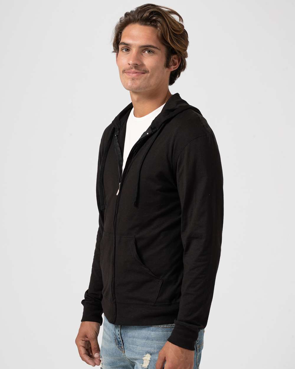 Unisex Beach Full-Zip Hooded Long Sleeve T-Shirt