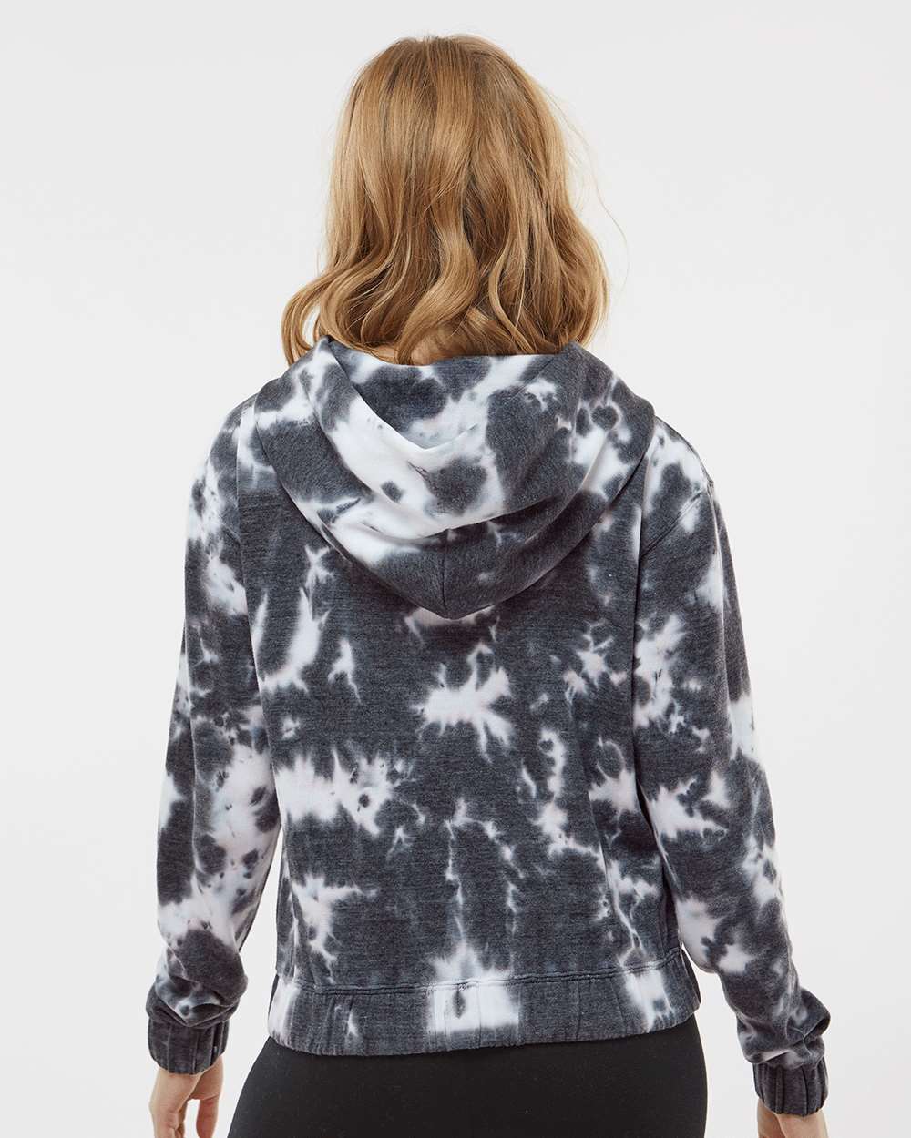Women's Sueded Fleece Tie-Dyed Crop Hooded Sweatshirt