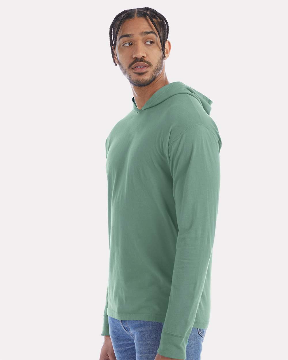 Unisex Garment-Dyed Jersey Hooded Long Sleeve T-Shirt
