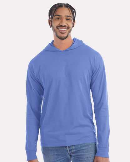 Unisex Garment-Dyed Jersey Hooded Long Sleeve T-Shirt