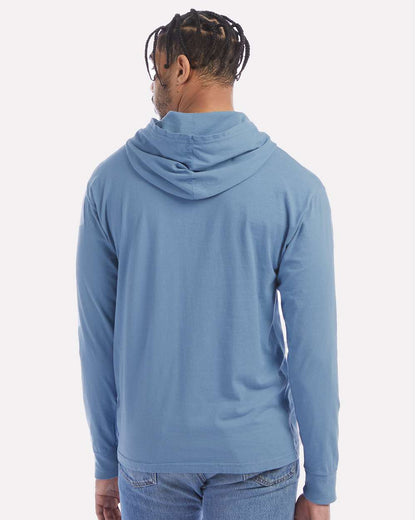 Unisex Garment-Dyed Jersey Hooded Long Sleeve T-Shirt