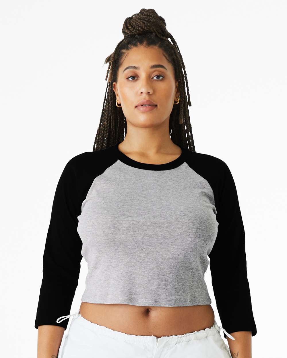 Women's Micro Rib Three-Quarter Raglan Sleeve Baby Tee