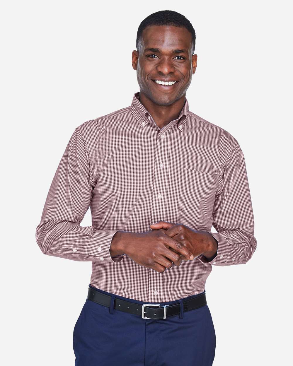 Men's Crown CollectionÂ® Gingham Check Woven Dress Shirt