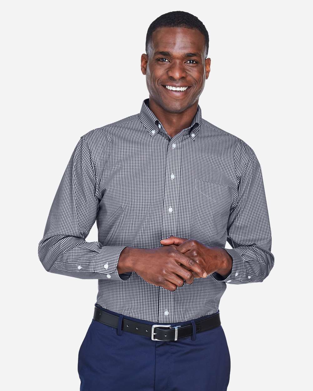 Men's Crown CollectionÂ® Gingham Check Woven Dress Shirt