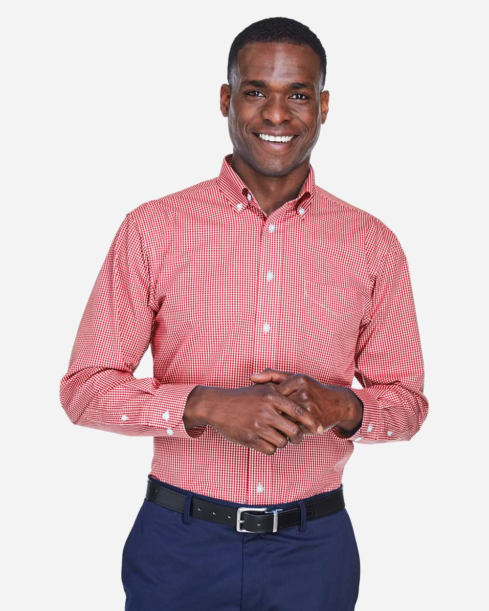 Men's Crown CollectionÂ® Gingham Check Woven Dress Shirt