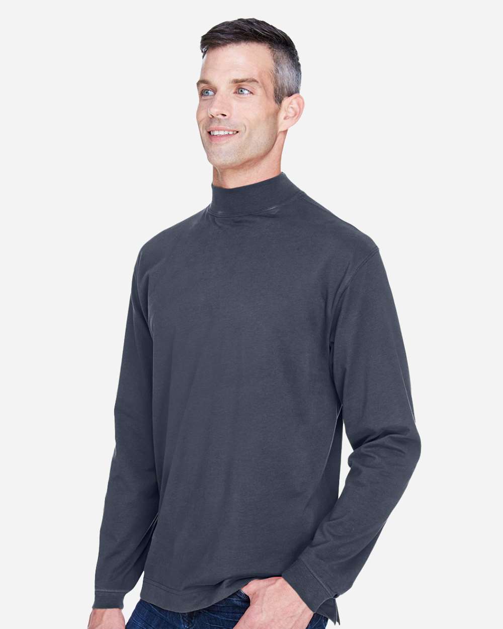 Unisex Sueded Jersey Mock Neck T-Shirt