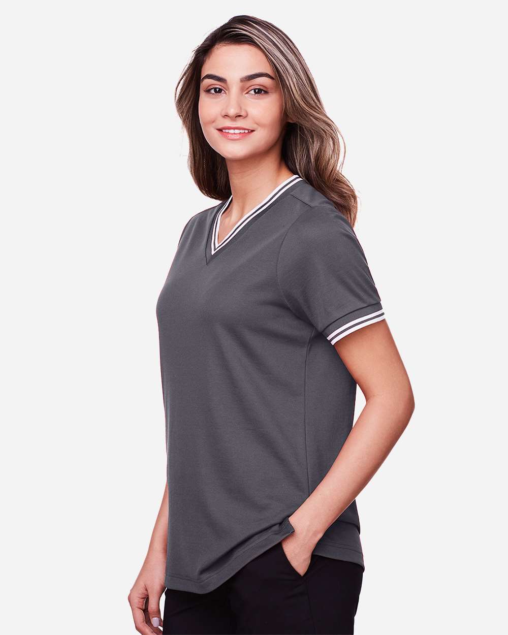 Women's CrownLux PerformanceÃ‚Â®Ã‚Â Plaited Tipped V-Neck Shirt