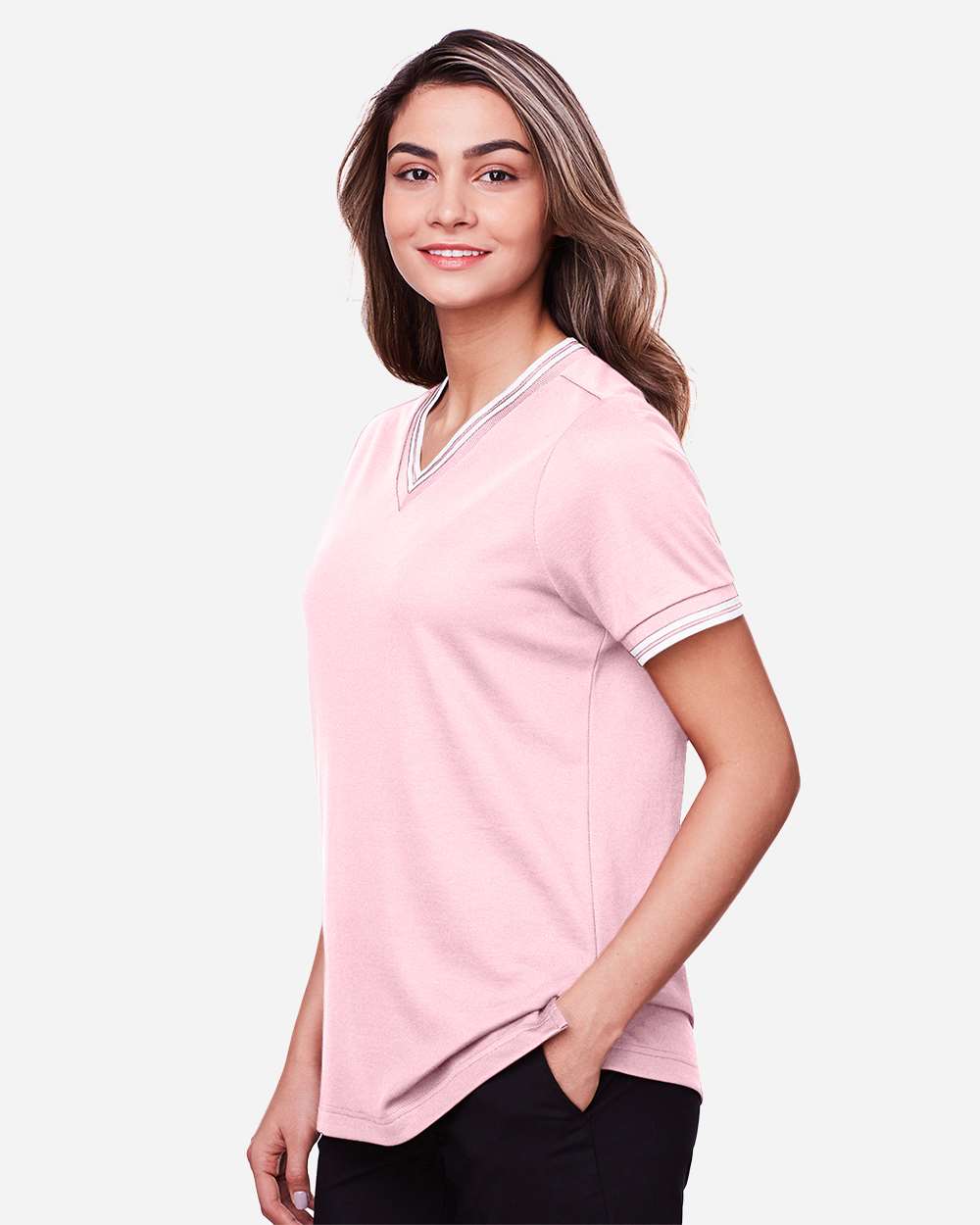 Women's CrownLux PerformanceÃ‚Â®Ã‚Â Plaited Tipped V-Neck Shirt