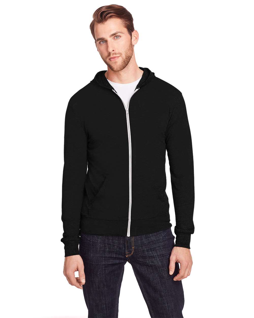 Unisex Triblend Full-Zip Lightweight Hooded Sweatshirt