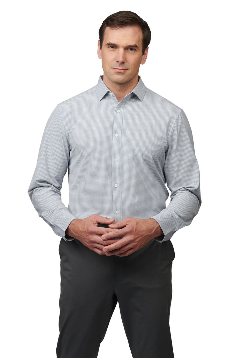 Edwards Mens PG Dress Shirt - Microcheck Bright Navy/Mixed - Medium