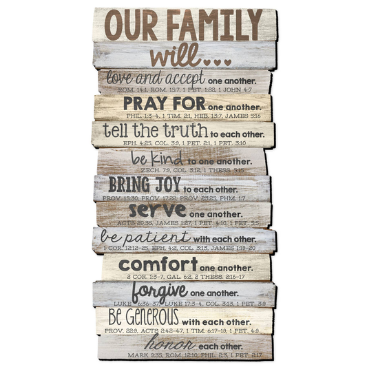 Lighthouse Christian Products Our Family Will Love One Another Rustic Stacked Pallet 15.25 x 29.25 Wood Plaque