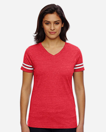 Women's Football V-Neck Fine Jersey Tee