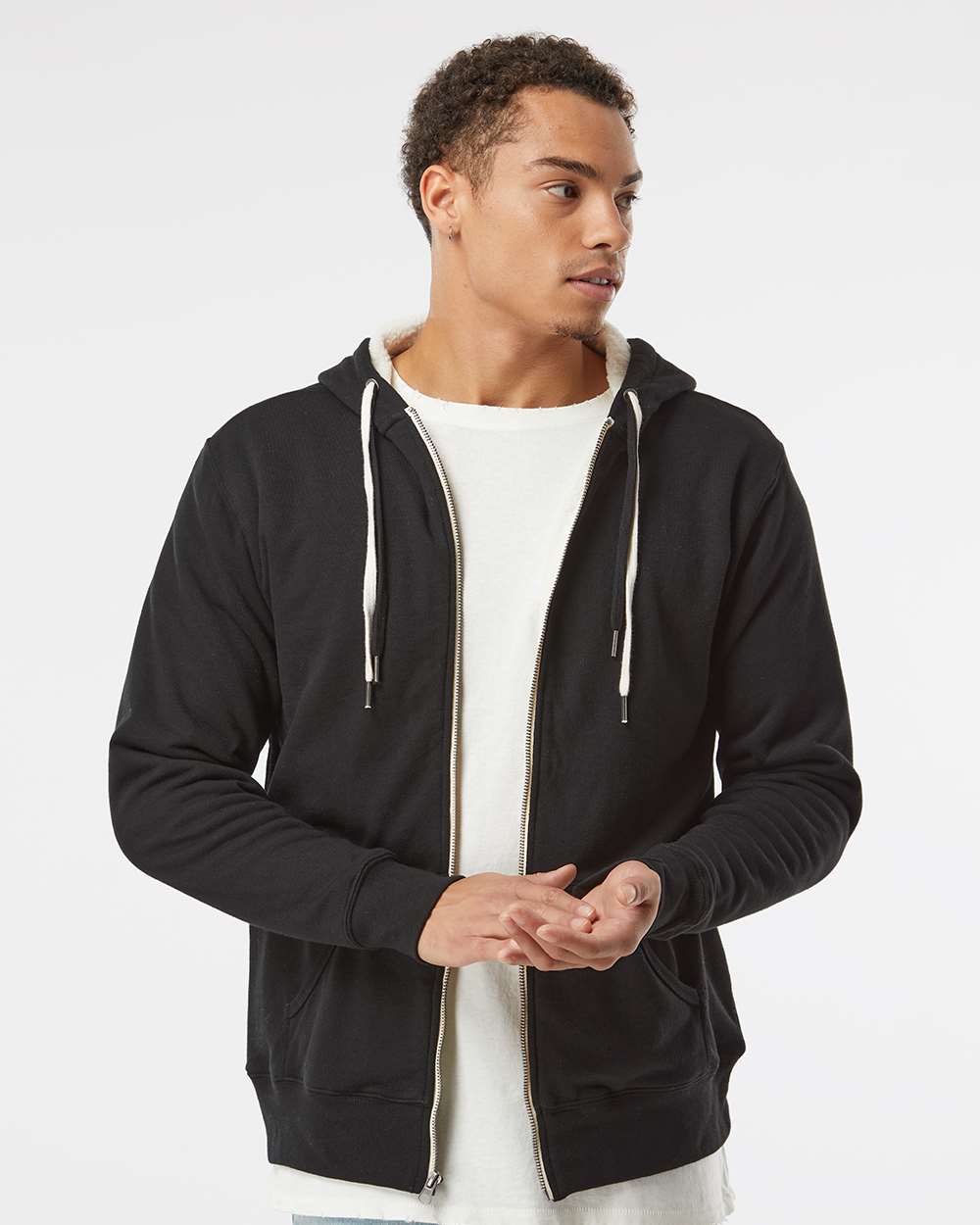 Unisex Sherpa-Lined Hooded Sweatshirt
