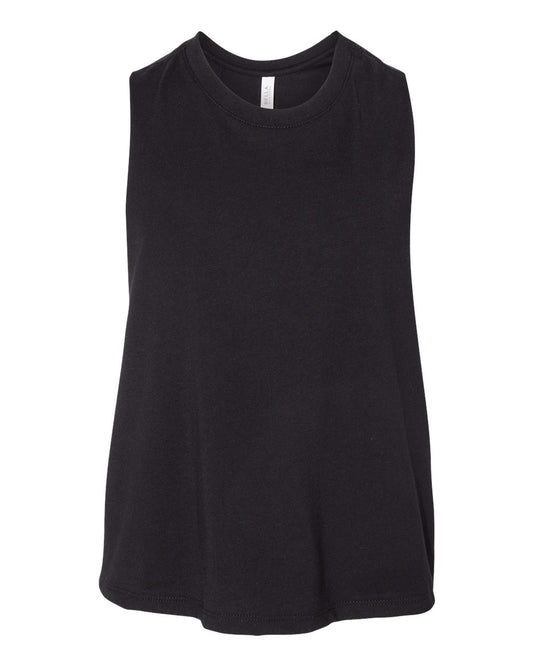 Bella Womens/Ladies Racer Back Cropped Tank Top (S) (Solid Black Blend)