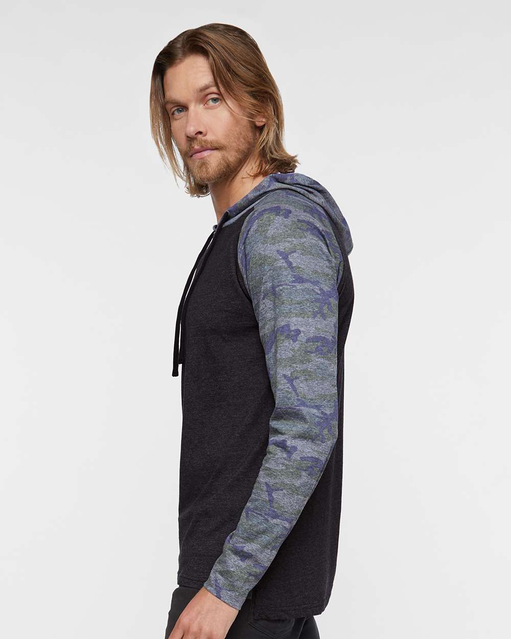 Men's Fine Jersey Hooded Long Sleeve Raglan T-Shirt