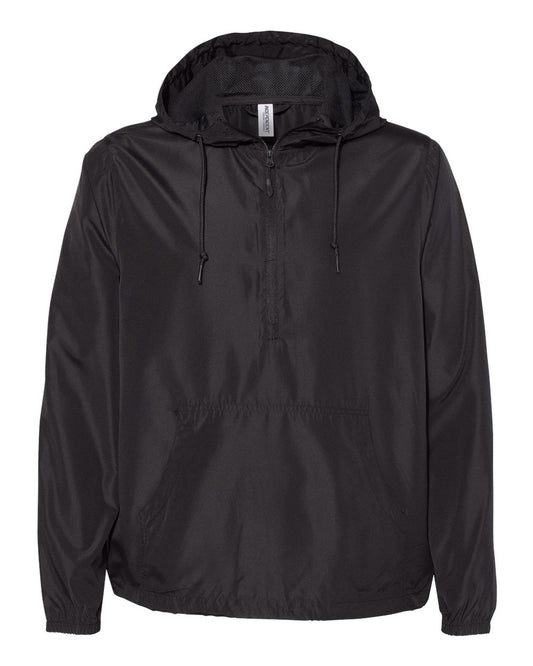 Independent Trading Co. - Lightweight Quarter-Zip Windbreaker Pullover Jacket - EXP54LWP - M - Black