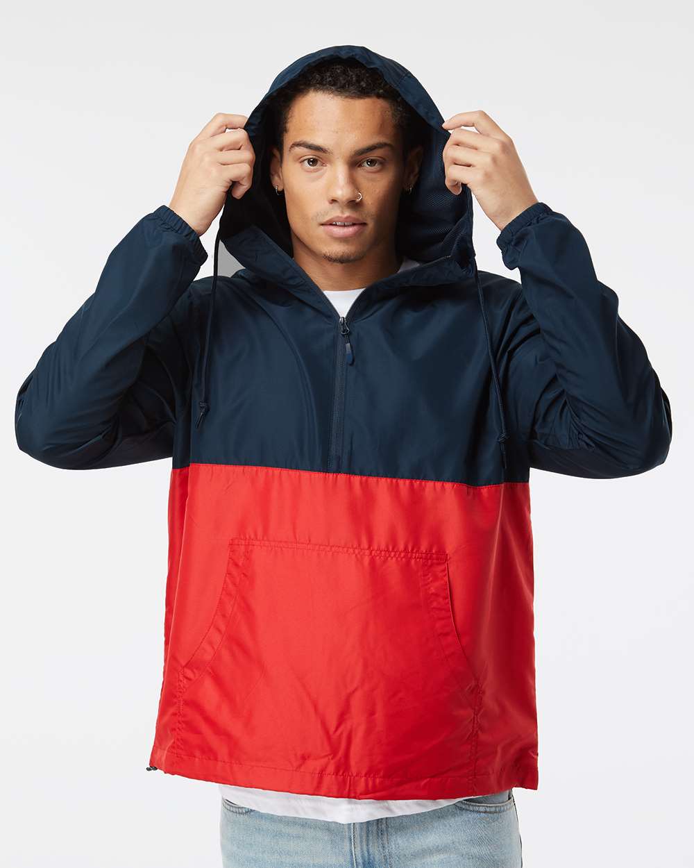 Unisex Lightweight Quarter-Zip Windbreaker Pullover Jacket