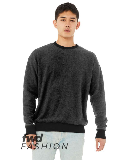 BELLA+CANVAS Womens Sueded Crew Sweatshirt, Black, Large US